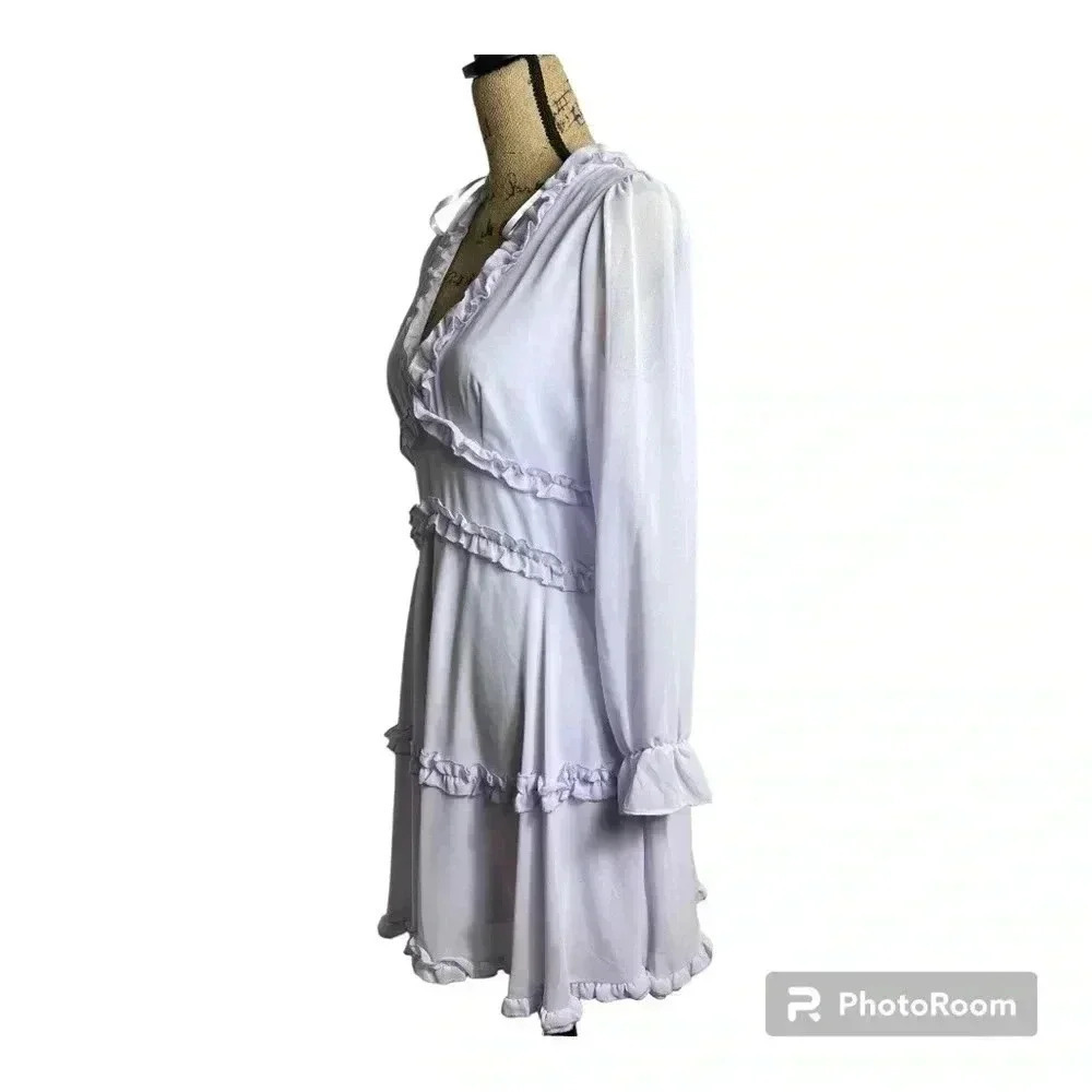 B. Darlin purple woman mini dress size 7/8, V neck, ruffles - Picture 3 of 6